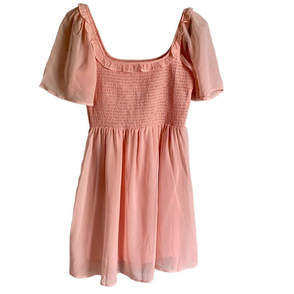 BCBG Paris Women's Juniors Smocked Bodice Dress Rose Quartz Size Small